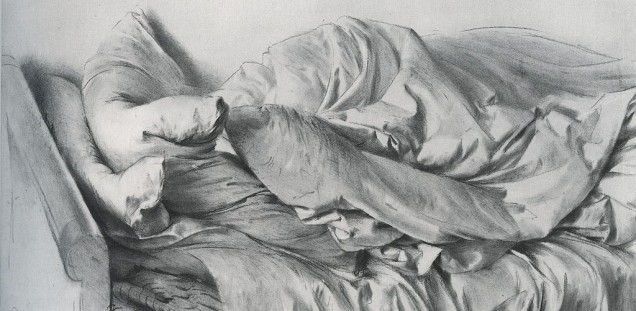 Adolph Menzel - Ungemachtes Bett, ca. 1845