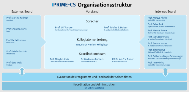 Tabellarisches Schaubild der iPRIME-CS Organisationsstruktur